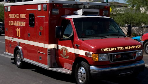 An ambulance belonging to the Phoenix Fire Department.
