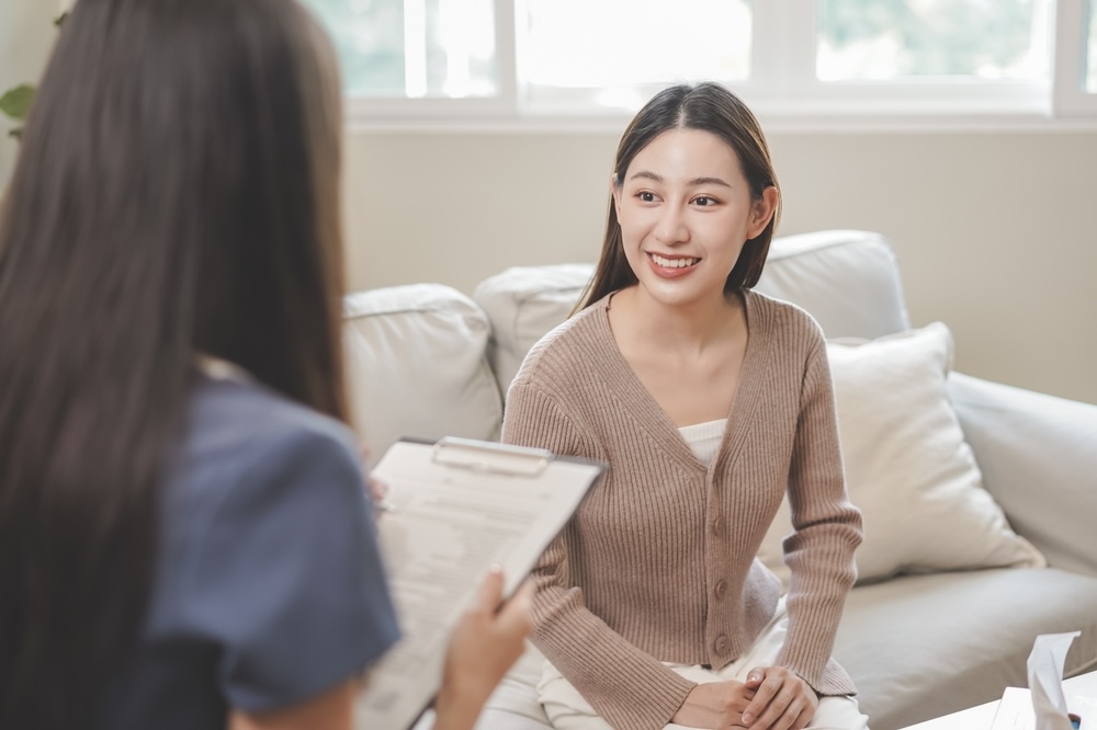 Woman talking to her therapist regarding the program