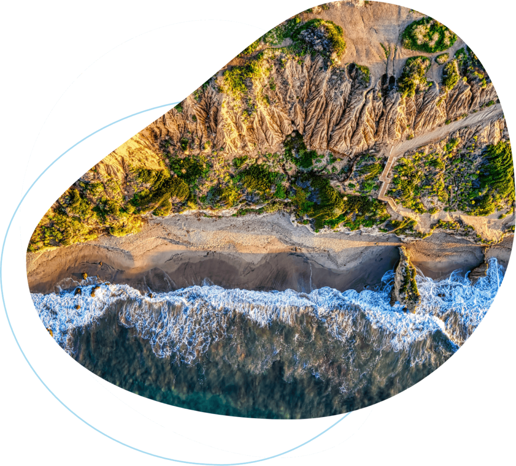 Aerial shot of El Matador Beach in Malibu, California