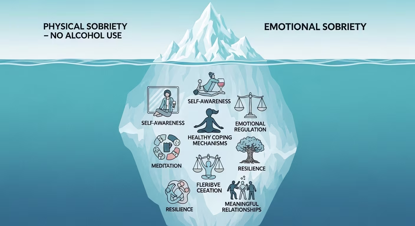 Physical sobriety is just the tip of the iceberg. True recovery involves achieving emotional sobriety, which addresses not only the underlying issues driving addiction but also the psychological aspects that contribute to lasting change.