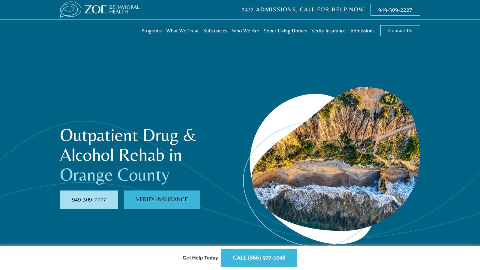Screenshot from https://zoerecovery.com